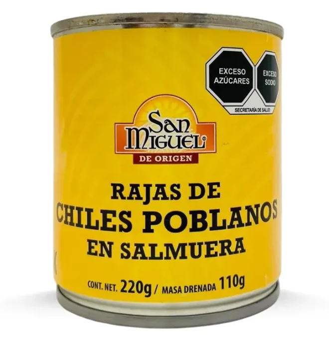 Chile Poblano en Rajas 220 gr. San Miguel